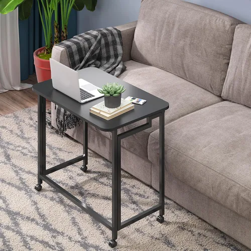 Miniatura 5 de 4NM Escritorio de computadora rodante móvil pequeño de 23.6", mesa carrito plegable para laptop con ruedas, escritorio de oficina portátil para Todo