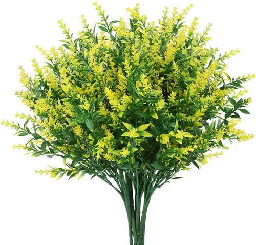 GREENRAIN 8 ramilletes de flores artificiales de lavanda 3#amarillo
