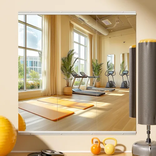 Miniatura 14 de Hasipu 3 piezas de espejos para gimnasio en casa de 48''x24'', espejos grandes de cuerpo entero montados en la pared para yoga, baile, fitness
