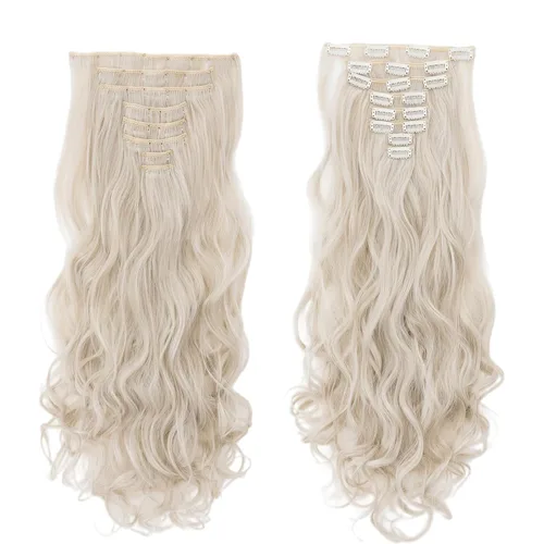 Miniatura 31 de S-noilite Extensiones de cabello sintético largo y lacio con clip de 23 a 26 pulgadas, 8 unidades, 18 clips, para mujeres, entrega de 2 a 5 días