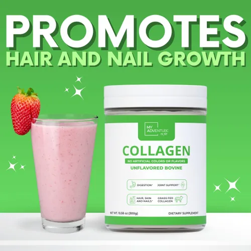 Miniatura 2 de My Adventure to Fit Colágeno hidrolizado para mujeres, polvo de colágeno alimentado con pasto para el crecimiento muscular y proteína de colágeno