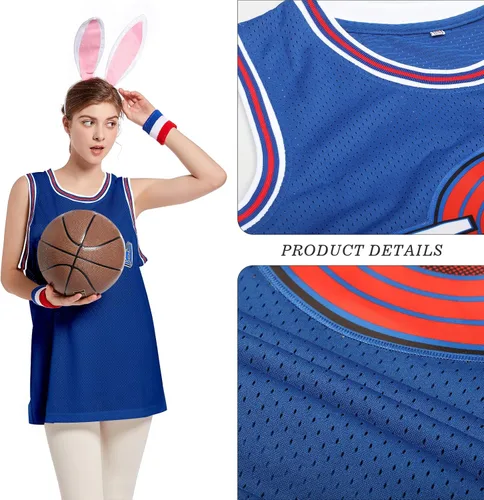 Miniatura 3 de Jersey de baloncesto para hombre, Lola#10 Bugs#1 camisetas de película espacial de los años 90 para HalloweenNavidad, deportes, hip hop, fiesta