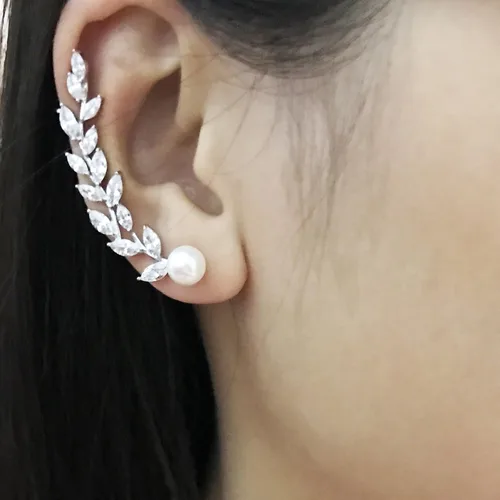 Miniatura 2 de SELOVO Pendientes envolventes con forma de oruga para orejas perforadas en tono oro rosa/tono plateado para orejas perforadas