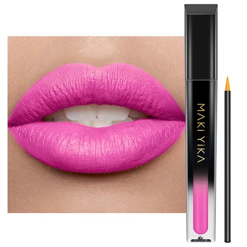 Miniatura 58 de MAKI YIKA Lápiz labial rojo burdeos para mujer, pintalabios de larga duración, sin manchas, mate, líquido, a prueba de transferencia, sin crueldad