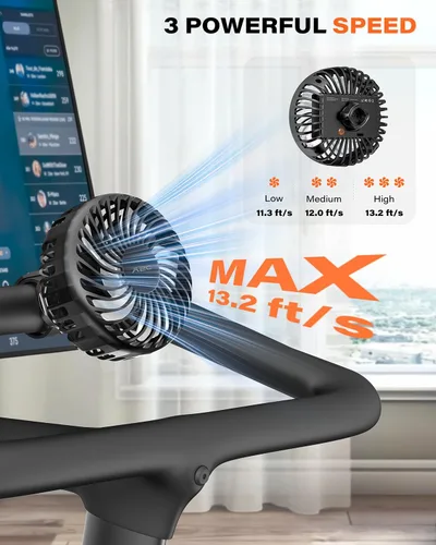 Miniatura 2 de A2C Ventilador de gimnasio recargable para bicicleta Peloton y bicicleta estática - Ventilador portátil de 4000 mAh con correa ajustable, 3