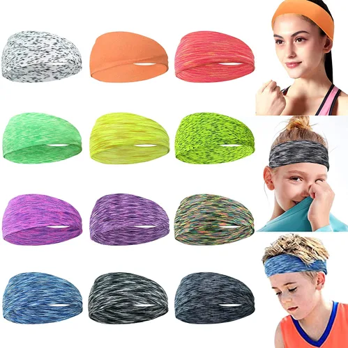 Miniatura 9 de CÉLLOT - Paquete de 12 bandas para la cabeza para correr para hombres, banda para el sudor deportiva para mujeres, banda para la cabeza deportiva