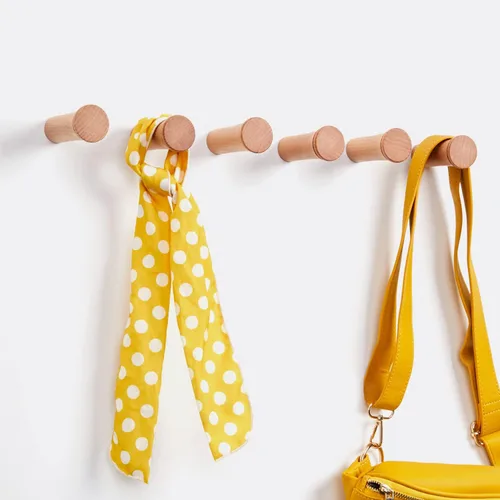 Miniatura 4 de HomeDo Paquete de 8 ganchos de pared de madera para sombreros, ganchos de madera para colgar en la pared, organizador individual decorativo
