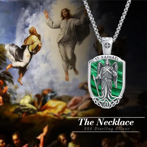 Miniatura 511 de Collar con colgante de plata de ley 925 con medalla de San Patrón, joyería religiosa para hombres y mujeres, con cadena de acero inoxidable 316L