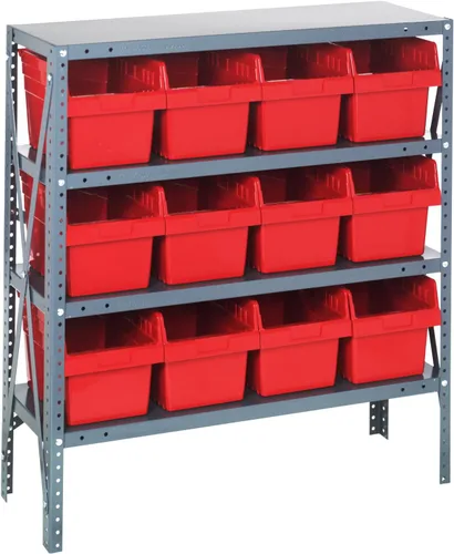 Miniatura 260 de Quantum QSBU-245BK Heavy Duty Shelving Unit with (7) Shelves and (24) QUS245 Black Bins for Garage Warehouse Storage Distribution 400 lb Load