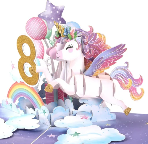 Miniatura 14 de Liif Tarjeta de feliz cumpleaños de 2º cumpleaños de unicornio, tarjeta de cumpleaños desplegable para niños de 2 años para niños, niñas, niños no.2