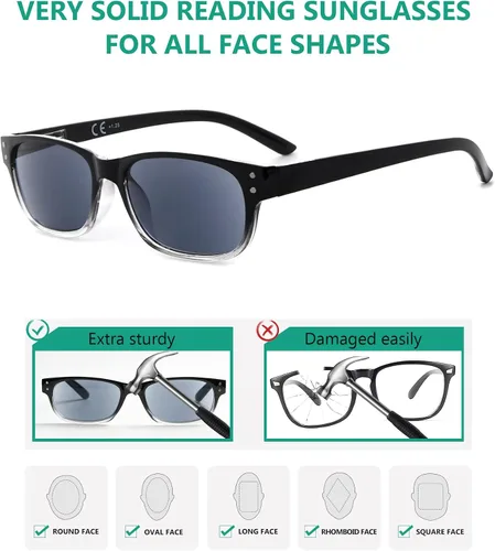 Miniatura 4 de Eyekepper Gafas de lectura clásicas para hombre, paquete de 5 con bisagras de resorte 5 lentes de color gris.