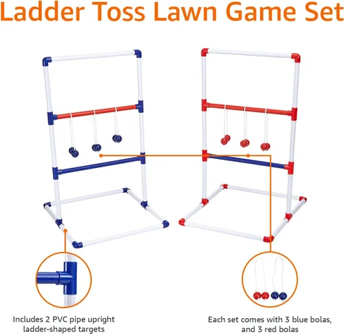 Miniatura 2 de Amazon Basics - Juego de lanzamiento de escalera, rojo/azul