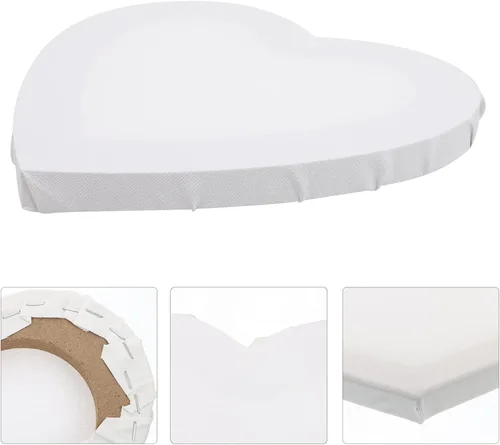 Miniatura 9 de Wakauto Pintura blanca Juego de pintura blanca Juego de pintura lienzo en forma de corazón Dibujo en blanco Tableros de lienzo estirado