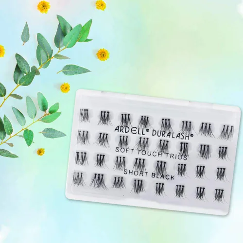 Miniatura 4 de Ardell Soft Touch Trios - Pestañas postizas individuales, racimos de pestañas, extensiones de pestañas ligeras y reutilizables, color negro, paquete