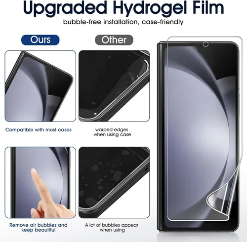 Miniatura 6 de 2 juegos de protectores de pantalla para Samsung Galaxy Z Fold 7, película de hidrogel de TPU interior + protector de pantalla frontal y trasera HD