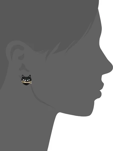 Miniatura 2 de Betsey Johnson Pave Cat Stud Earrings, Metal