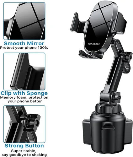 Miniatura 4 de Miracase Soporte Universal para Teléfono en Portavasos de Coche, [Versión Mejorada] Soporte Ajustable de Cuello Largo para Portavasos de Coche