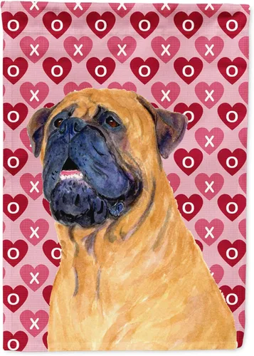 Miniatura 189 de Caroline's Treasures SS4484GF Bandera de jardín con diseño de bulldog inglés y corazones para el Día de San Valentín, bandera decorativa para patio