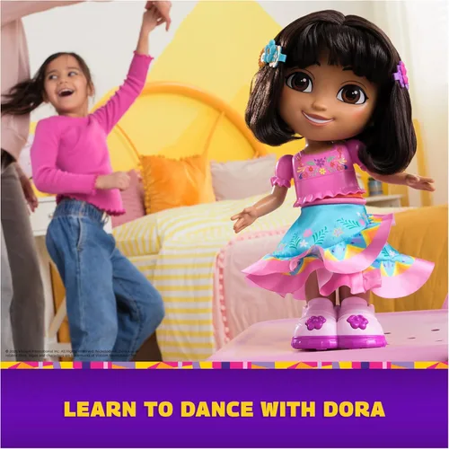 Miniatura 4 de Dora, Baila conmigo Dora, muñeca interactiva que baila con 2 faldas, frases bilingües y música, juguetes para niñas y niños a partir de 3 años