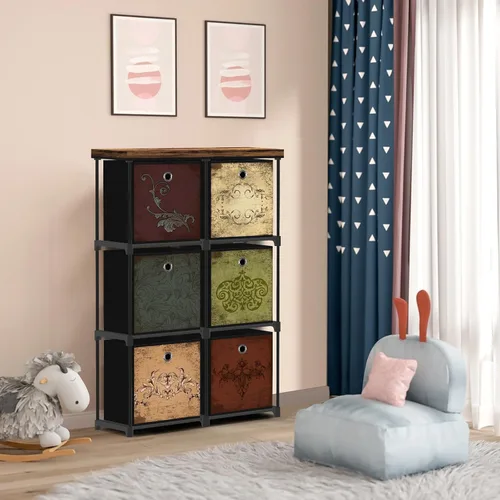 Miniatura 7 de VASICAR - Cómoda pequeña de tela con 6 cajones, organizador alto de cubos para armario, unidad de cajones de almacenamiento para dormitorio, sala