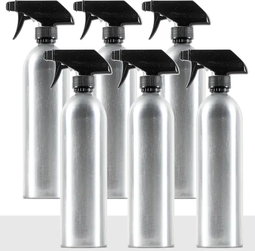 Botellas de aerosol de metal de aluminio (paquete de 6) de 20 onzas de capacidad, limpiadores domésticos, restaurantes, automoción, estilista, agua,