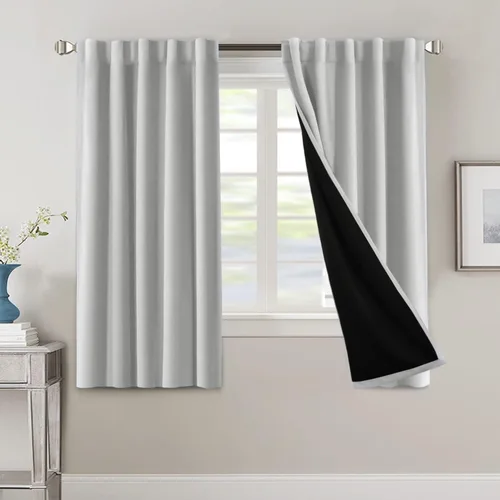 Miniatura 23 de H.VERSAILTEX Cortinas 100% opacas para dormitorio con forro negro, cortinas de oscurecimiento de habitación completa, con aislamiento térmico