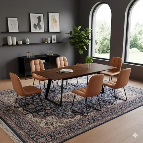 Miniatura 35 de ZckyCine Mesa de Comedor Moderna de Mediados de Siglo y Sillas para 4 Rectangular de Madera Expandible que Ahorra Espacio Multifuncional Marrón