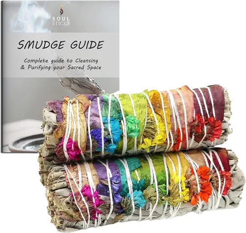 Miniatura 12 de SOUL STICKS Paquete de 3 barras de salvia blanca floral con flores para limpiar el hogar, meditación, yoga, curación y manchas, California de origen