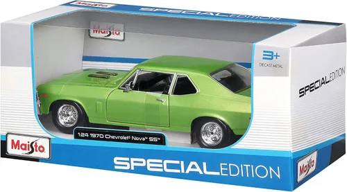 Miniatura 11 de Maisto 1:24 Escala 1970 Chevrolet Nova SS Vehículo fundido a presión (los colores pueden variar), verde