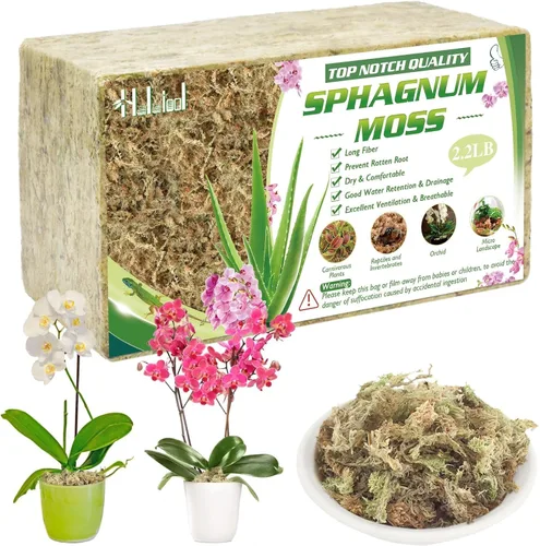 Halatool 2.2LBS Musgo natural de Sphagnum para plantas 40 QT Musgo de turba premium de fibra larga para orquídea, musgo seco para trasplante de