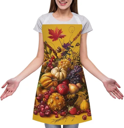 Miniatura 3 de MUSM Apron for Adults - 27.6 X 31.5 Inch, Heavy-Duty Polyester Aprons with Two Large Pockets, Waterproof Pale Yellow Flowers Kitchen Apron for