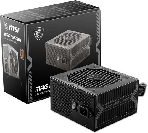 MSI MAG A550BN, fuente de alimentación compacta no modular de 550 W, bronce 80+, ventilador de bajo ruido, diseño PFC activo, garantía de 5 años
