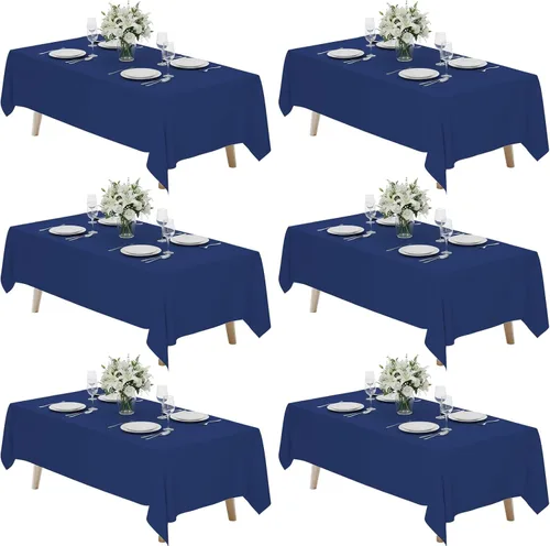 Miniatura 23 de Fixwal Paquete de 2 manteles rectangulares negros de 60 x 102 pulgadas, reutilizables, resistentes, lavables, para mesas de 6 pies, bodas, fiestas