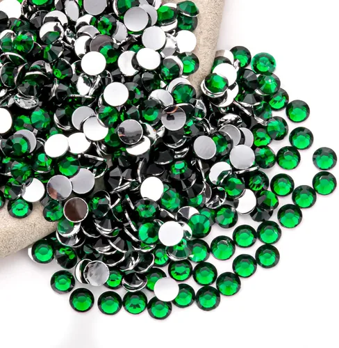 Miniatura 84 de Diamantes de imitación AB verdes a granel, 5000 piezas de diamantes de imitación de fondo plano redondos de gelatina AB sin fijación térmica, gemas