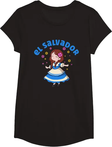 Miniatura 3 de Camiseta de mujer hispana con bandera salvadoreña de El Salvador Orgullosa, Negro