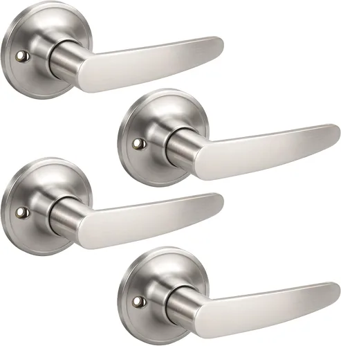 Miniatura 48 de KNOBWELL Juego de 10 manijas de puerta color negro mate, juego de manijas de puerta para privacidad para cama y baño, reversible para lado derecho