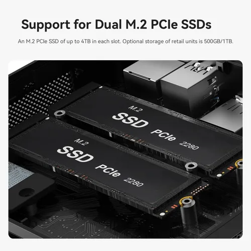 Miniatura 4 de Beelink Mini PC SER5, AMD Ryzen 7 7735HS (hasta 4.75 GHz) 8C/16T, mini computadora de 24 GB LPDDR5 RAM 500 GB NVMe PCIe 4.0 SSD, mini computadora