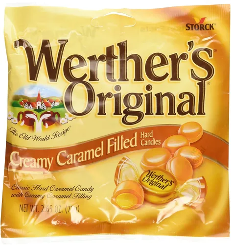 Werther's Original Caramelos duros rellenos de caramelo cremoso, caramelos duros envueltos individualmente para Halloween, fiestas o aperitivos,