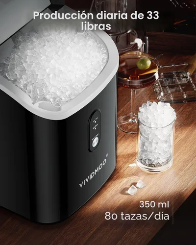 Miniatura 4 de VIVIDMOO Nugget - Máquina de hielo para encimera, 34 libras/día, máquina de hielo portátil de guijarros sónicos con autolimpieza, hielo rápido en 6