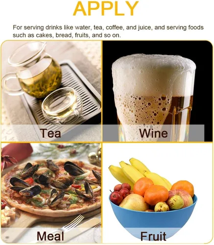 Miniatura 2 de Bandeja de té con forma rectangular de madera maciza versátil para té, café, aperitivos, comidas, bandeja para servir, platos de restaurante