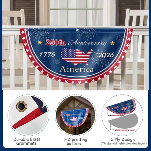 Miniatura 3 de 2 banderas patrióticas con la frase "Years We the People", bandera de Estados Unidos con el número 250 aniversario, 1.5 x 3 pies, banderas