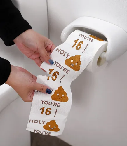 Miniatura 4 de Rollo de papel higiénico de feliz cumpleaños número 16 de 3 capas, divertidos regalos de cumpleaños para niños, hijos y niñas, novedad
