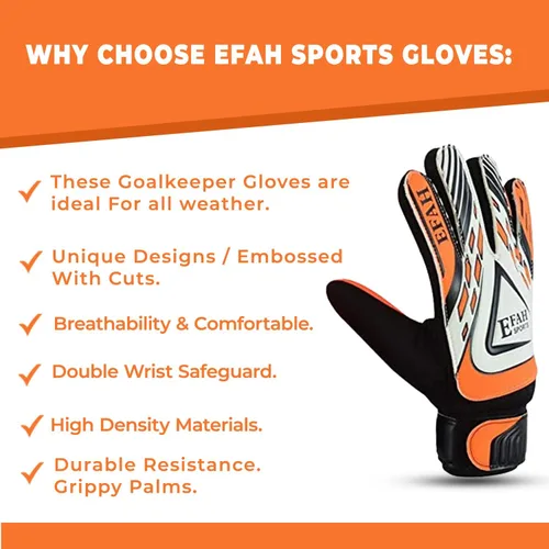 Miniatura 5 de Guantes de portero de fútbol para niños y jóvenes, guantes de portero de fútbol con agarres fuertes Negro/Naranja