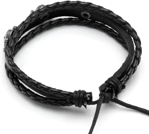 Miniatura 6 de MILAKOO Juego de 4 pulseras de estilo gótico con hebilla de calavera y estrella, ajustable, joyería punk vintage