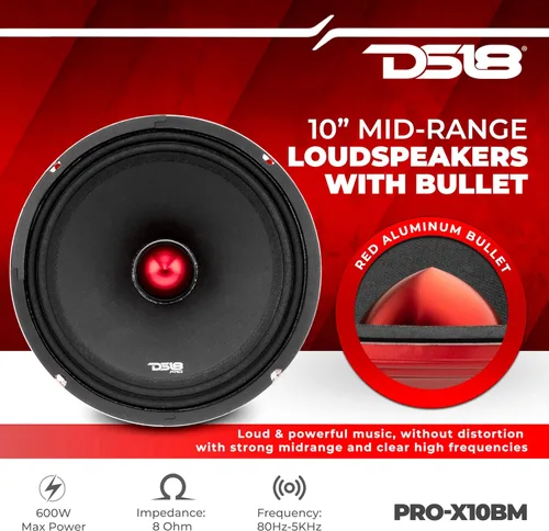 Miniatura 3 de Altavoz DS18 PRO de rango medio, cúpula en compresión de aluminio roja, altavoces de puerta de audio de alta calidad para auto o camión sistema