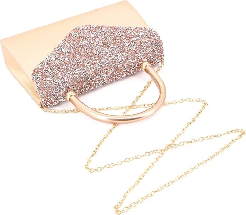 Miniatura 7 de Naimo Bolso de mano de noche de cristal brillante, bolso cruzado con asa superior, bolso de hombro para boda, fiesta, novia