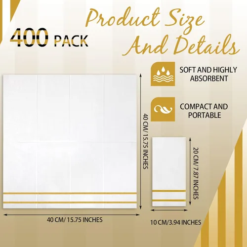 Miniatura 3 de Yinder 400 toallas desechables para invitados, toallas de mano de papel a granel, elegantes servilletas de papel decorativas para baño, cocina