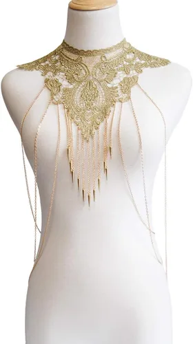 Miniatura 2 de Collar de cadena fina de oro con encaje de flores para mujer Oro