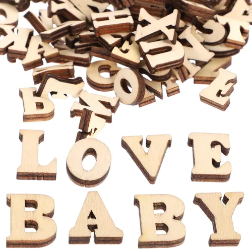 Miniatura 5 de MAGICLULU 100 letras pequeñas del alfabeto de madera de 0.6 pulgadas sin terminar con recortes de madera natural para manualidades y proyectos