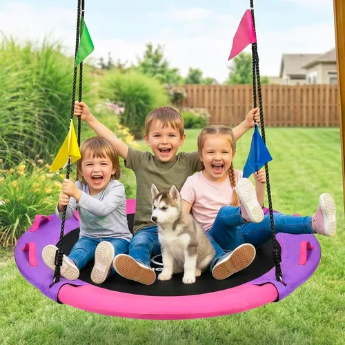 Miniatura 2 de HeyZoo Columpio de Árbol de 43 Pulgadas, Capacidad de Peso de 900 Libras, Juegos de Columpios de Platillo para Niños, Viene con Giro de 360 Grados